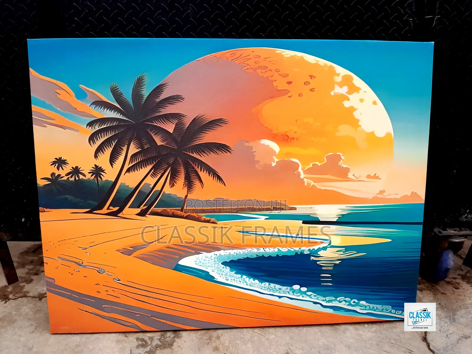 Hd Framed Lakeside View Digi Painting Wallart