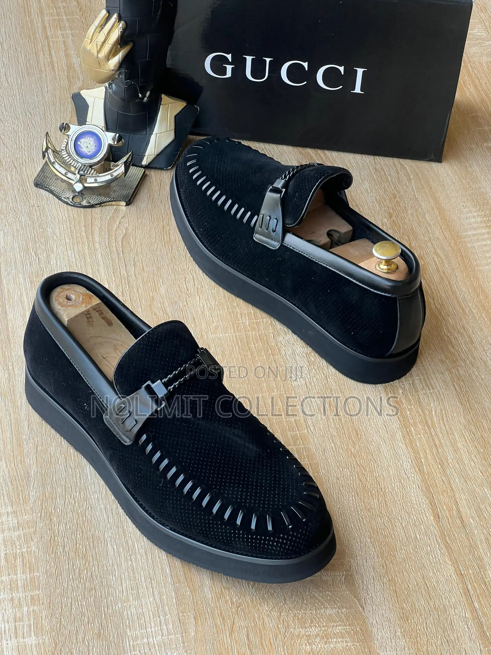Black Suede Leather Gucci Loafers