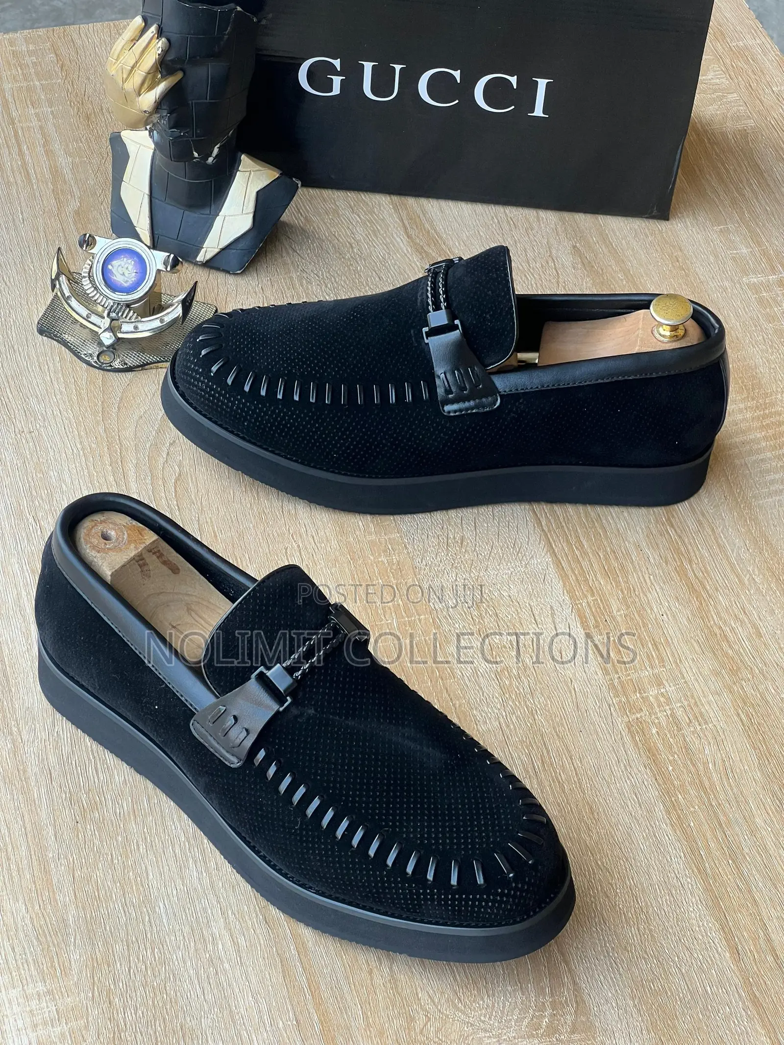 Black Suede Leather Gucci Loafers