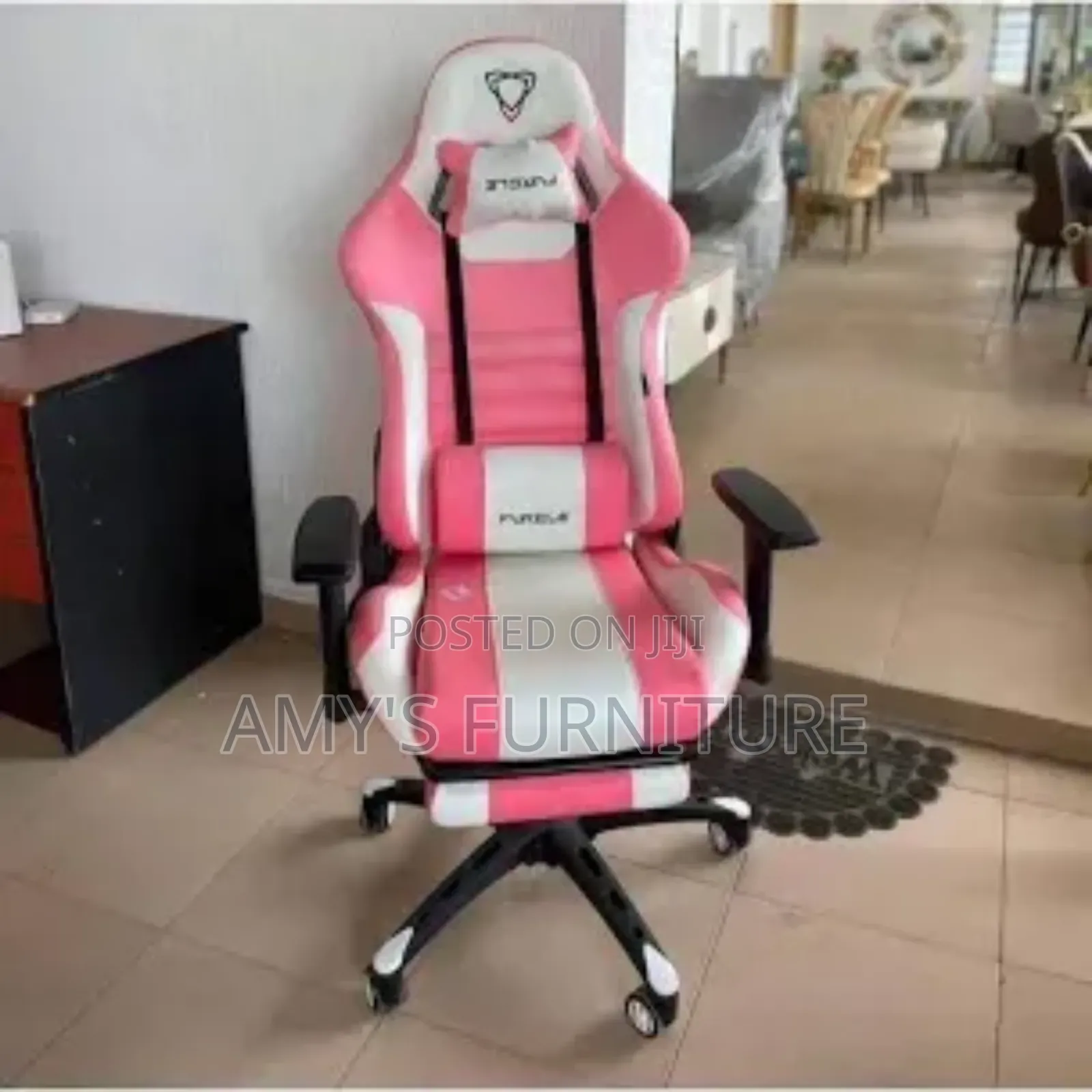 Pink and White Gaming Chair