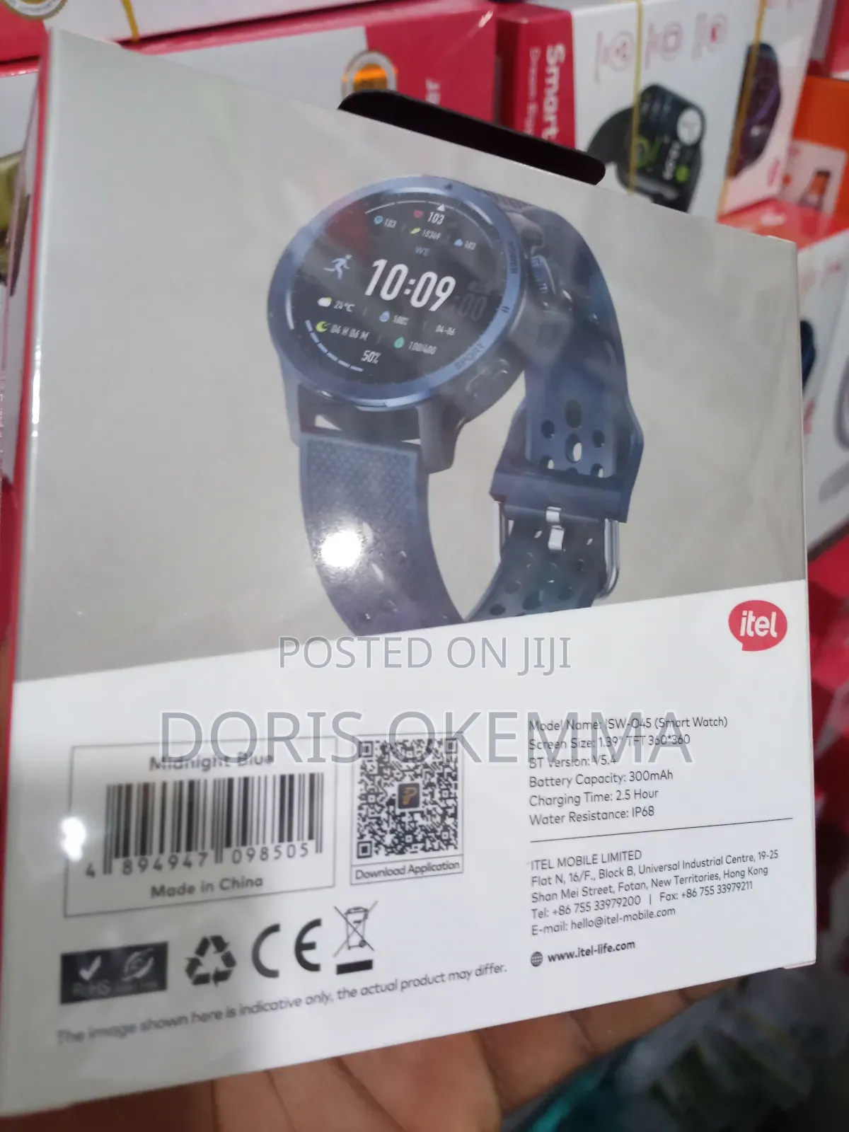 Itel Smart Watch Fit O45 – 1.39" Hd Display, Bluetooth Ip68 Waterproof