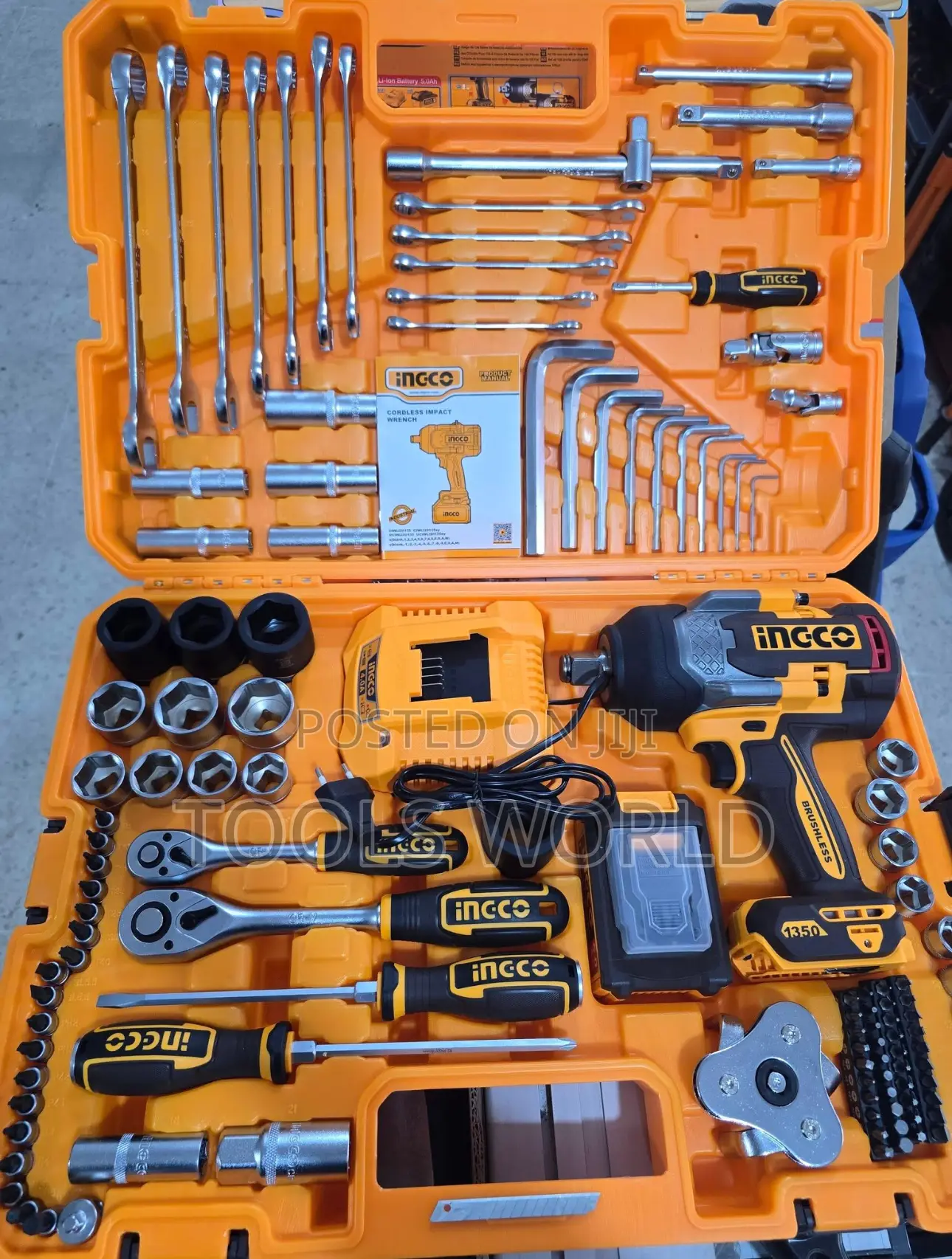 Ingco 20v 1350nm 126 Pcs Cordless Impact Wrench Tools Set , Hkthp31261