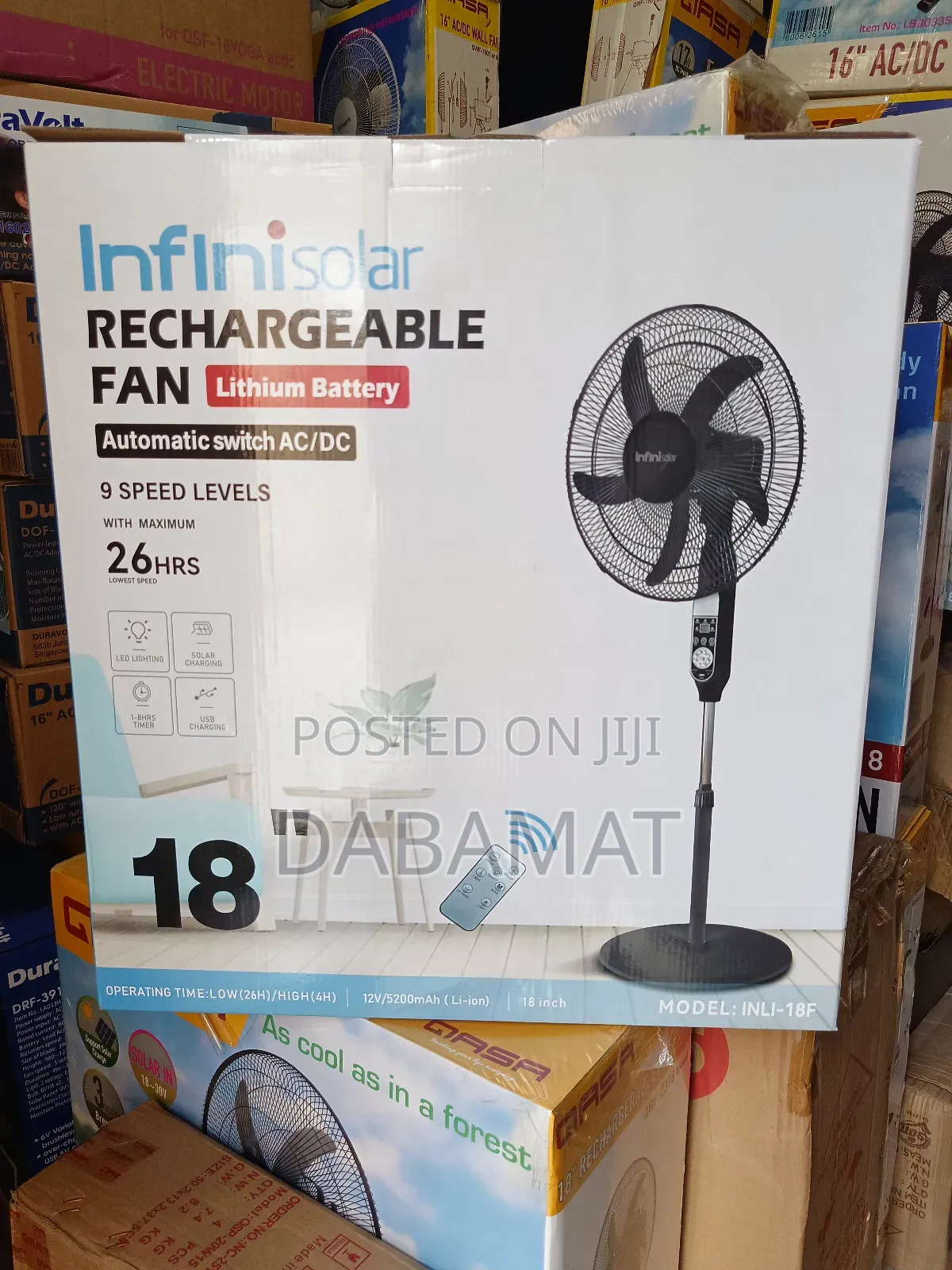 Infinisolar Rechargeable 18 Inches Lithium Battery Fan