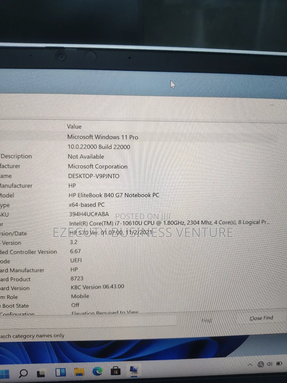 Laptop HP EliteBook 840 G7 16GB Intel Core i7 SSD 256GB