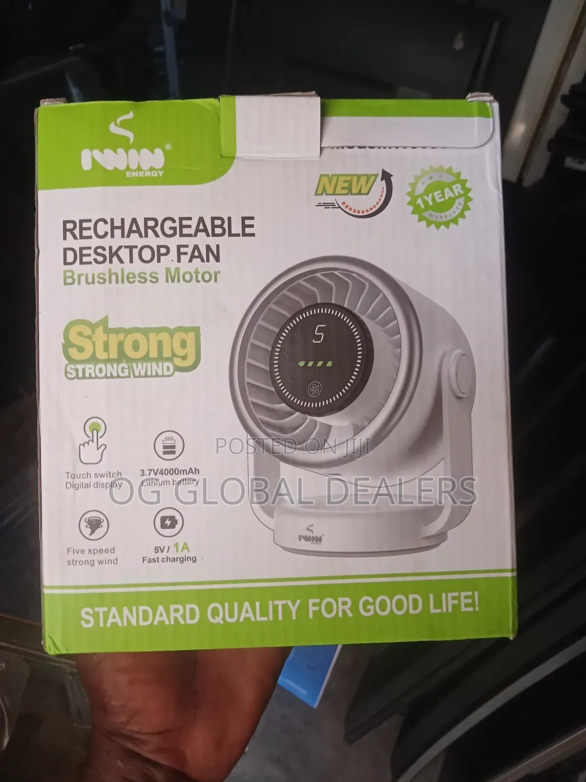 Iwin Energy Rechargeable Desktop Fan
