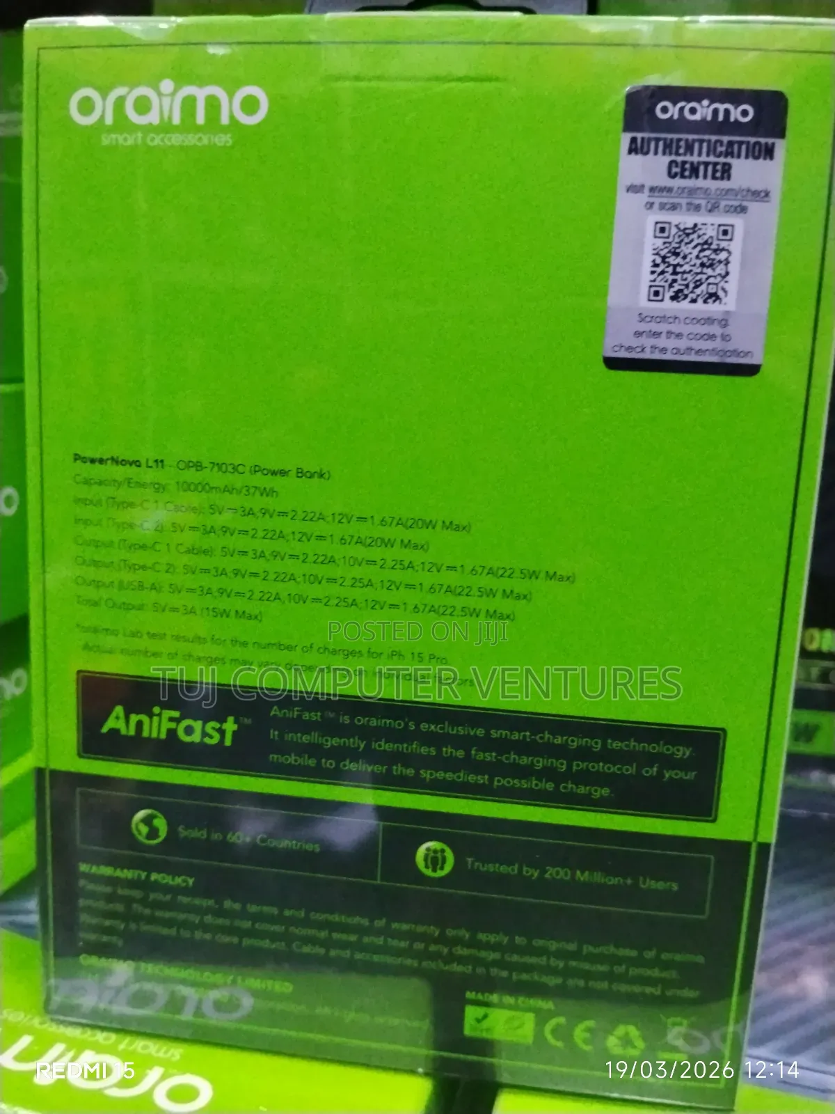 Oraimo 10000mah 22.5w Pocket Powerbank