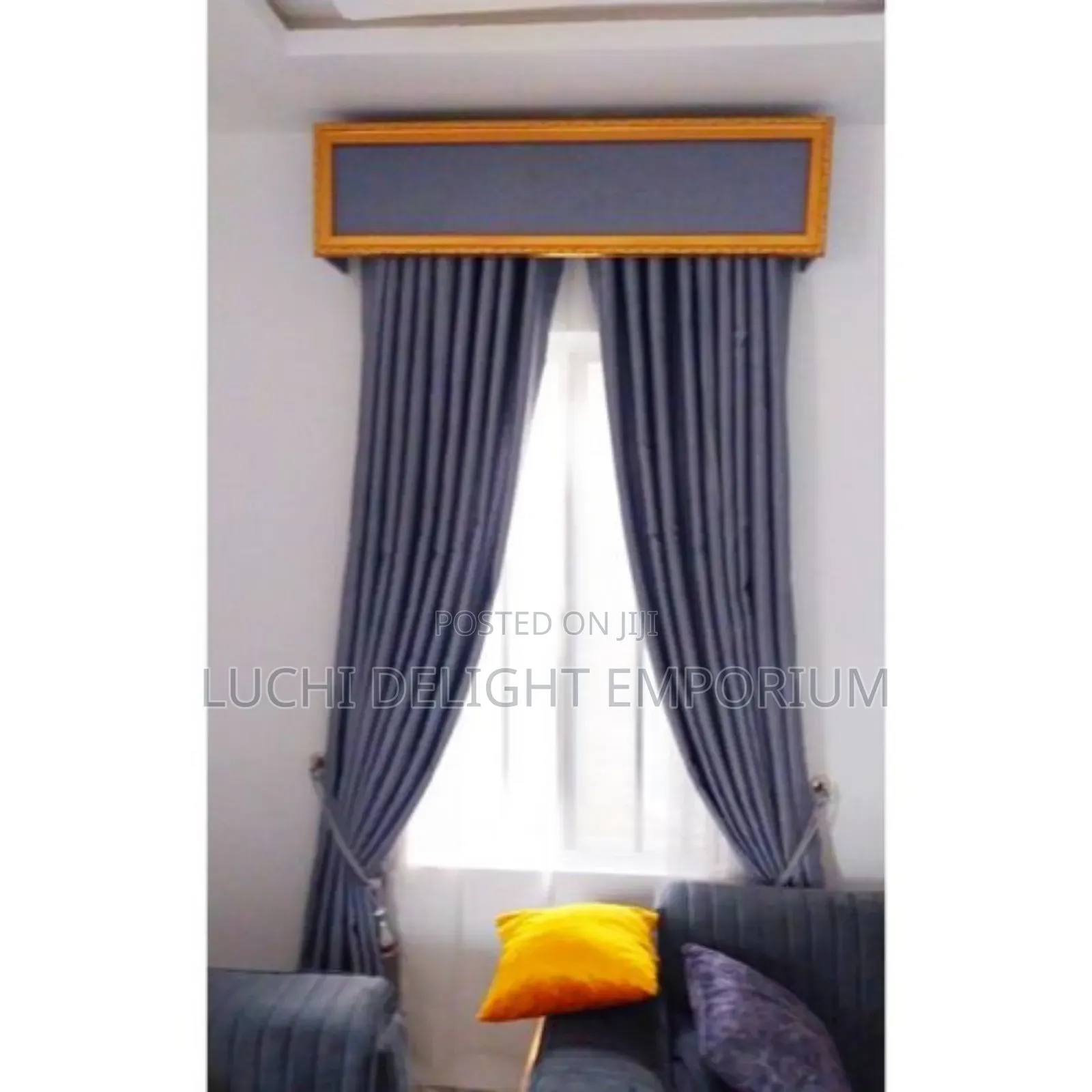7.5ft by 7.5ft Quality Plain Curtain With Rings -Gray