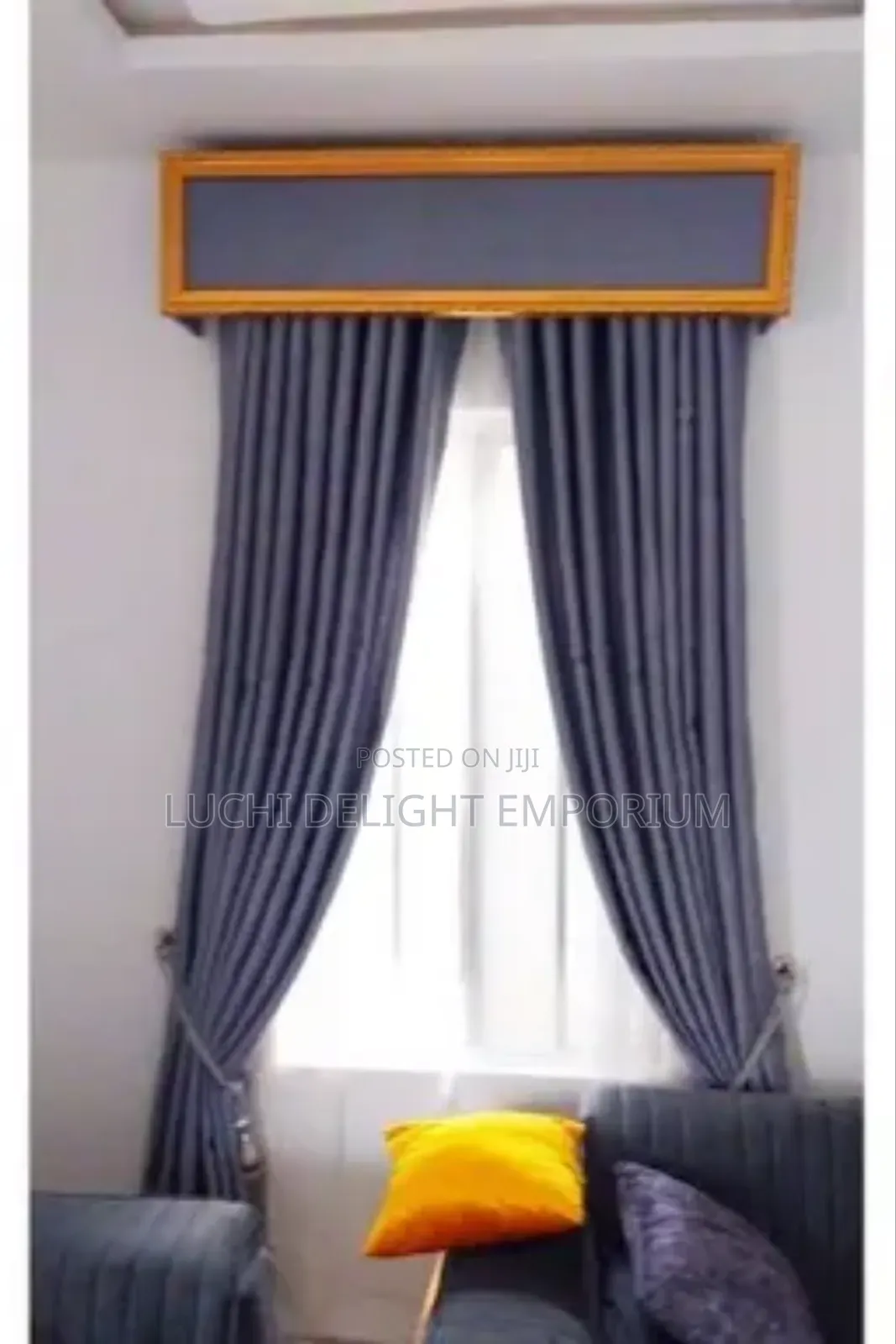 7.5ft by 7.5ft Quality Plain Curtain With Rings -Gray