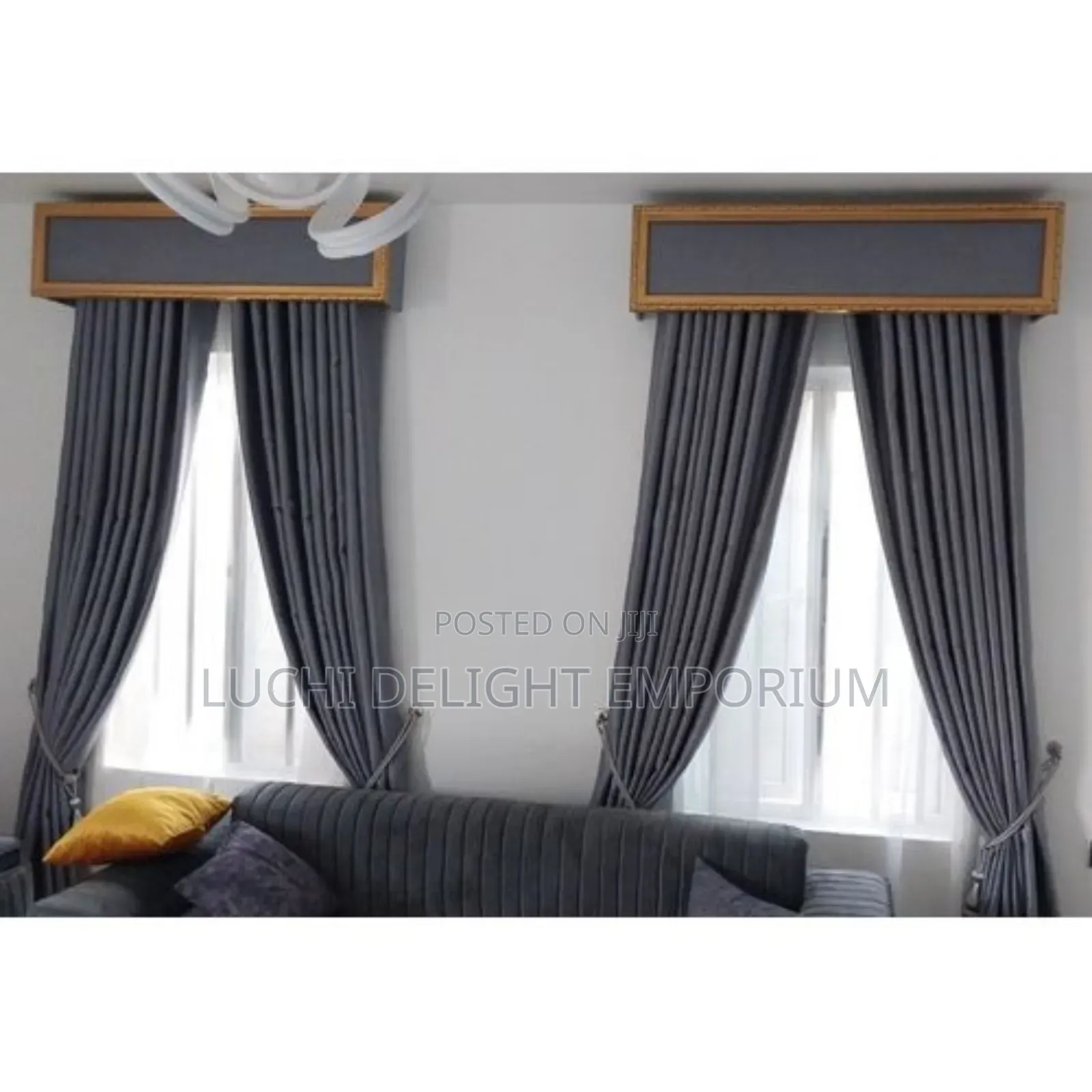 7.5ft by 7.5ft Quality Plain Curtain With Rings -Gray