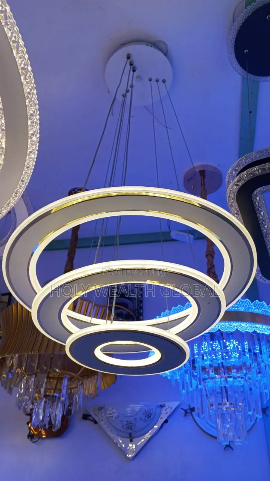 3 Color Light Step Crystal Chandelier