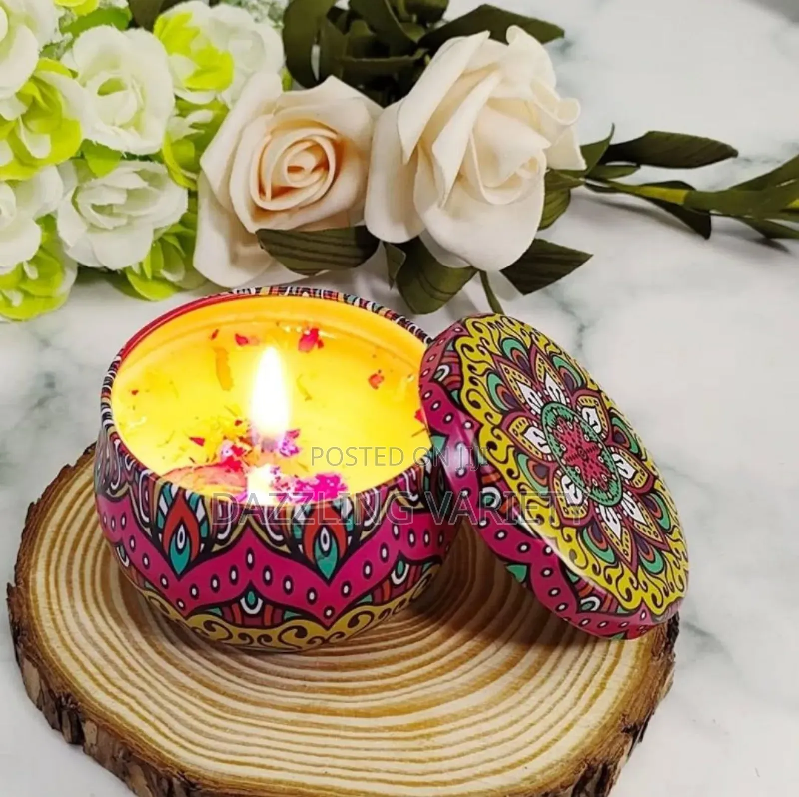 Aromatherapy Scented Candle With Flower Petals