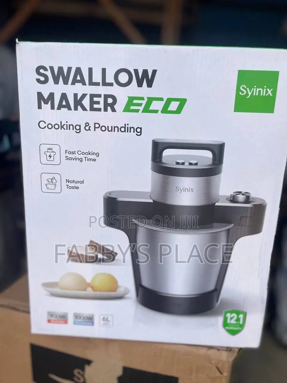 Syinix 6l Swallow Maker Eco Cooks Raw Banga,Yam Pounds Automatically
