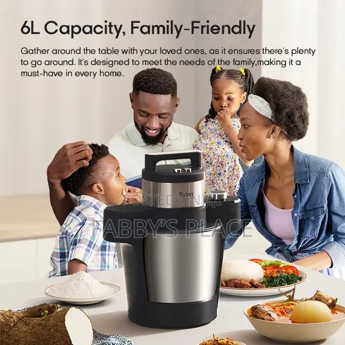 Syinix 6l Swallow Maker Eco Cooks Raw Banga,Yam Pounds Automatically