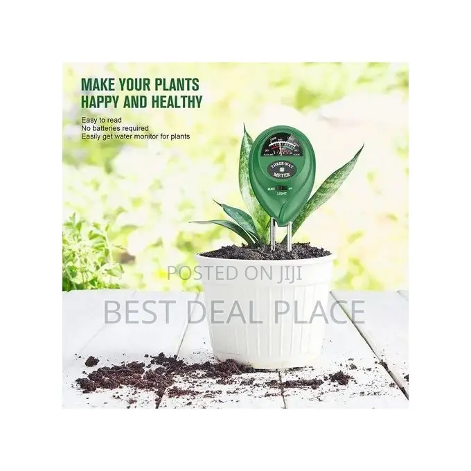 Soil Ph Meter 3-in-1 Soil Tester Moisture, Light, Hydroponics Analyzer