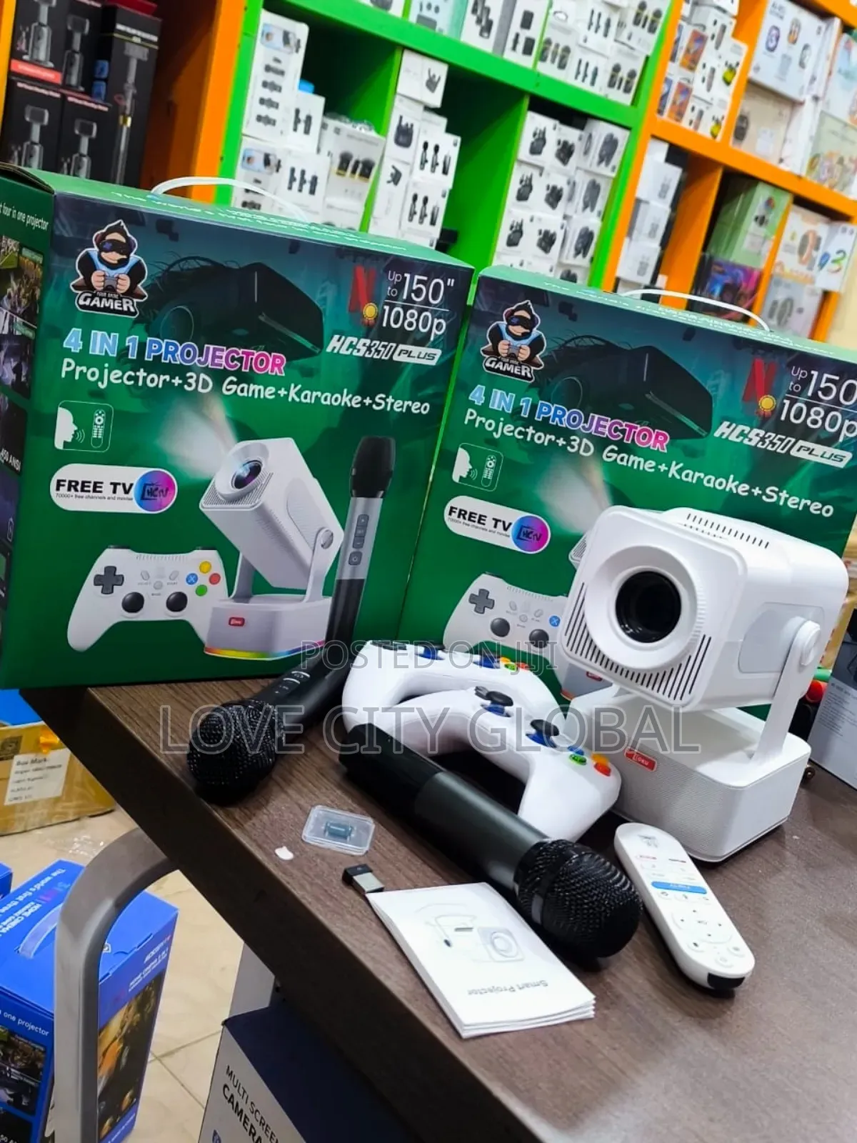 Hcs350plus Projector + 30000+ 3d Game + Karaoke+Stereo 2 Mics 4k 150"