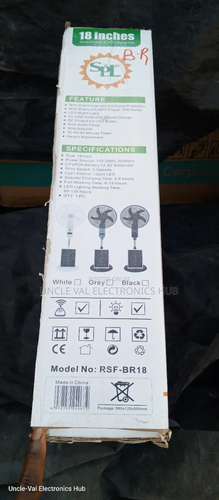 SPL 18" Rechargeable Solar Fan