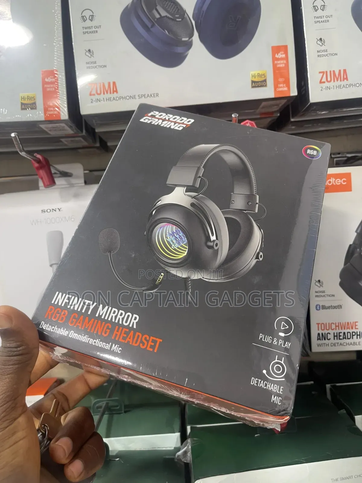 Porodo Infinity Mirror Rgb Gaming Headset Detach Omnidirectional Mic