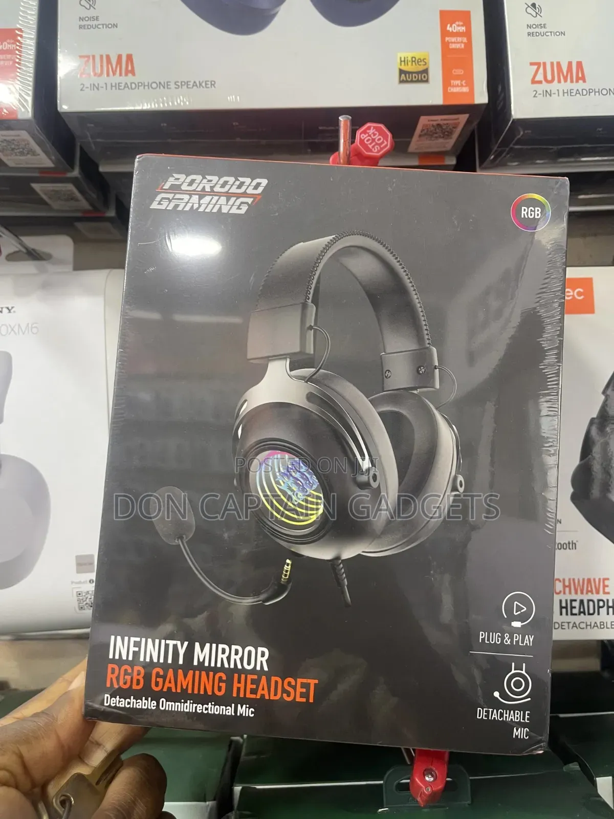 Porodo Infinity Mirror Rgb Gaming Headset Detach Omnidirectional Mic