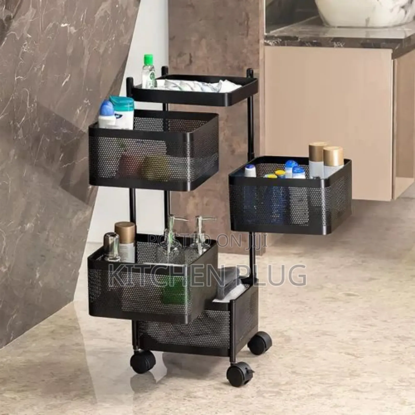 This Item Is A 4-layer Revolving Vegetable Kitchen Rack,