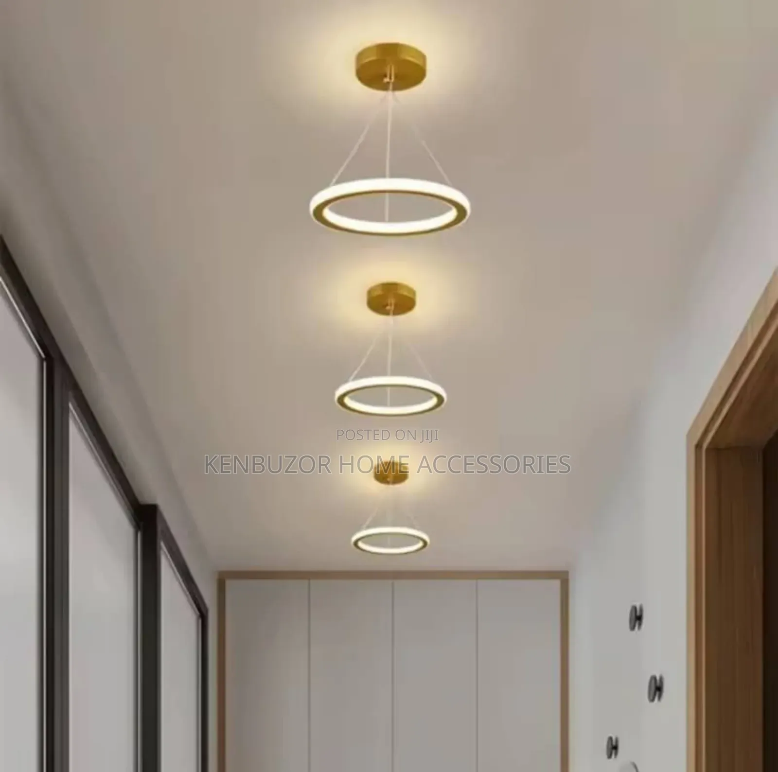 200mm Gold and Black Single Ring Led Light Pendant Chandelier