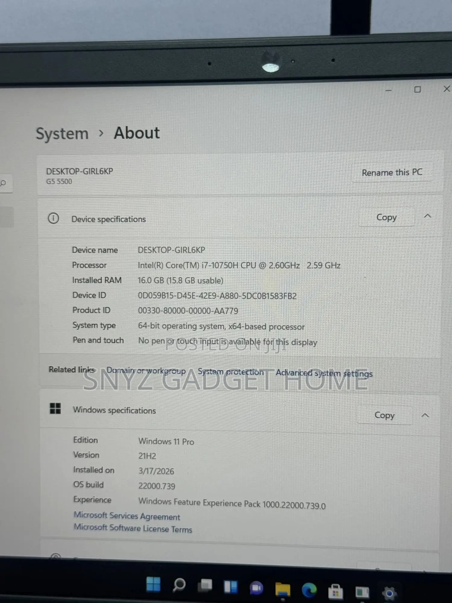 Laptop Dell G5 16GB Intel Core i7 SSD 512GB