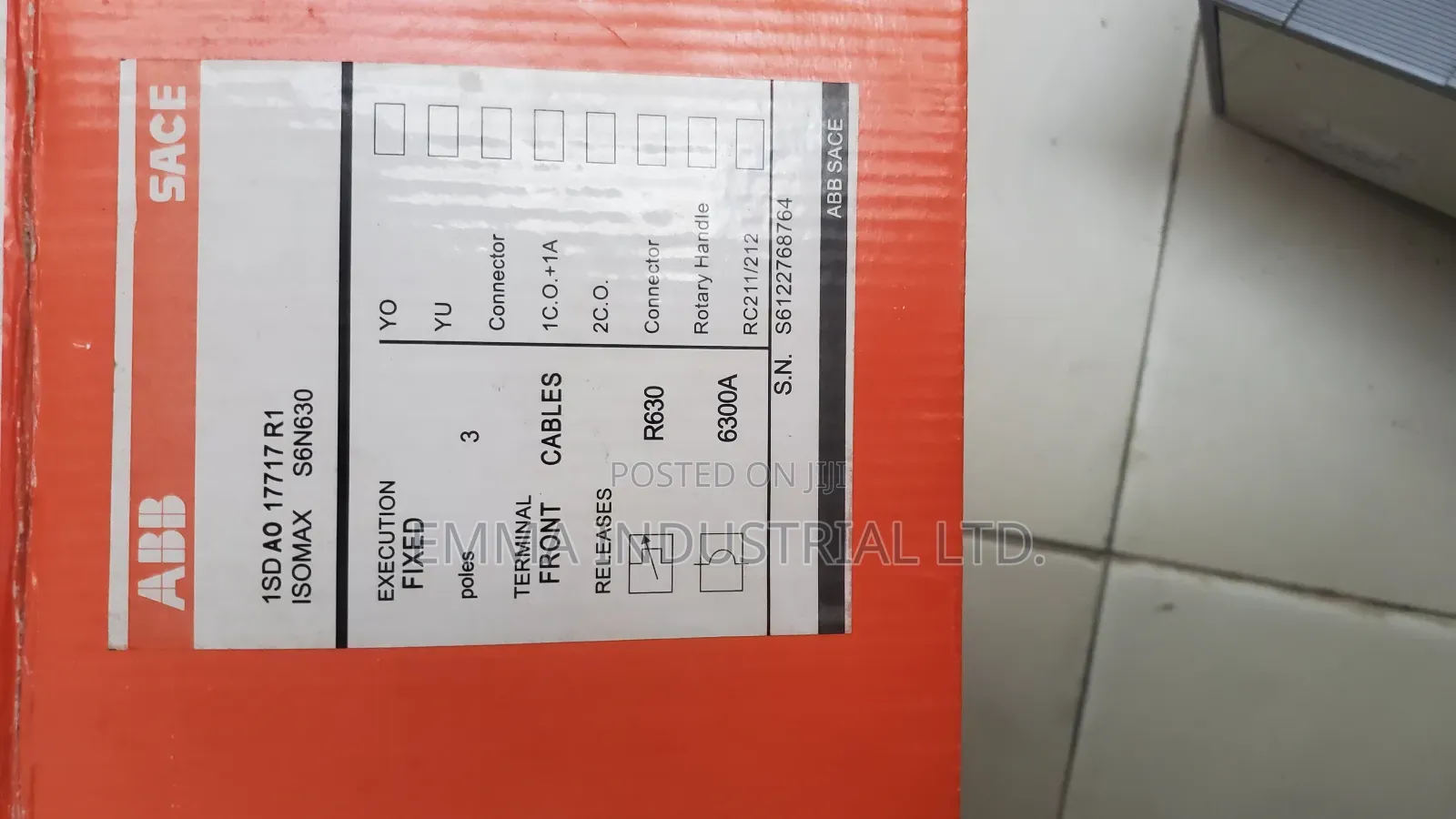 Abb Breaker 630a 3,Pole