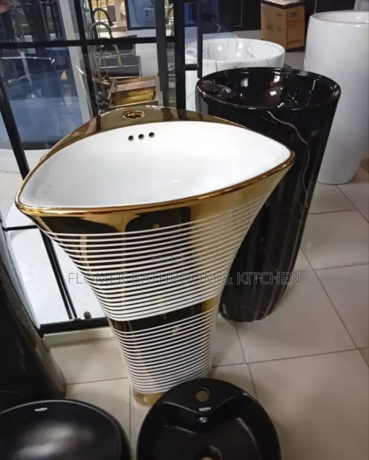 Luxury Gold White Freestanding Basin – Modern Designer Basin