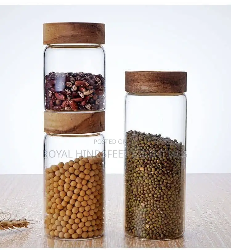 Pantry Glass Jar Canisters With Airtight Bamboo Lid