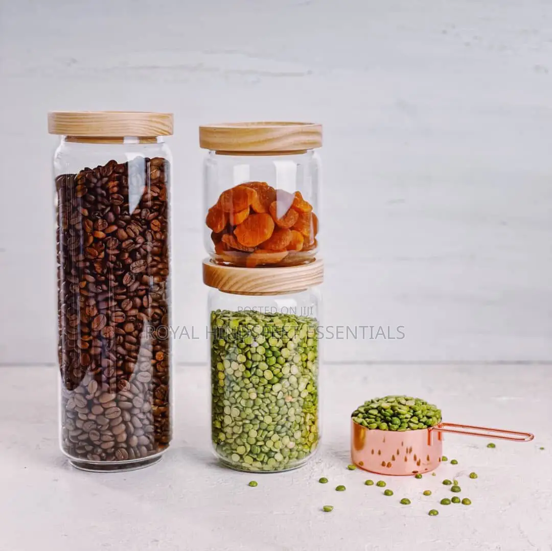 Pantry Glass Jar Canisters With Airtight Bamboo Lid