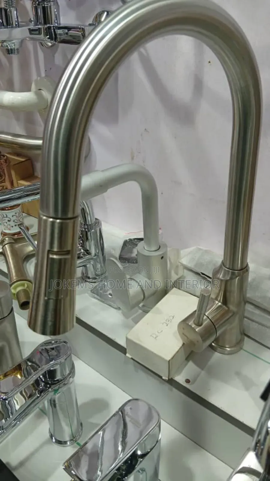 Brushed Nickel High-Arc Kitchen Mixer Tap
Description:
Add