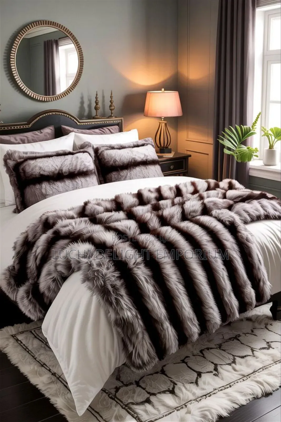 Black White Fluffy Fur Duvet, Bedsheets And Pillowcase Set-6/6