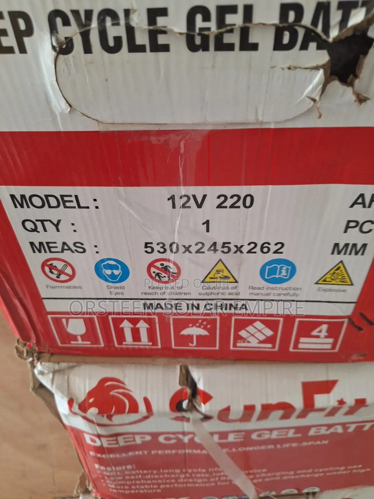 Sunfit 12v220ah Gel Batteries