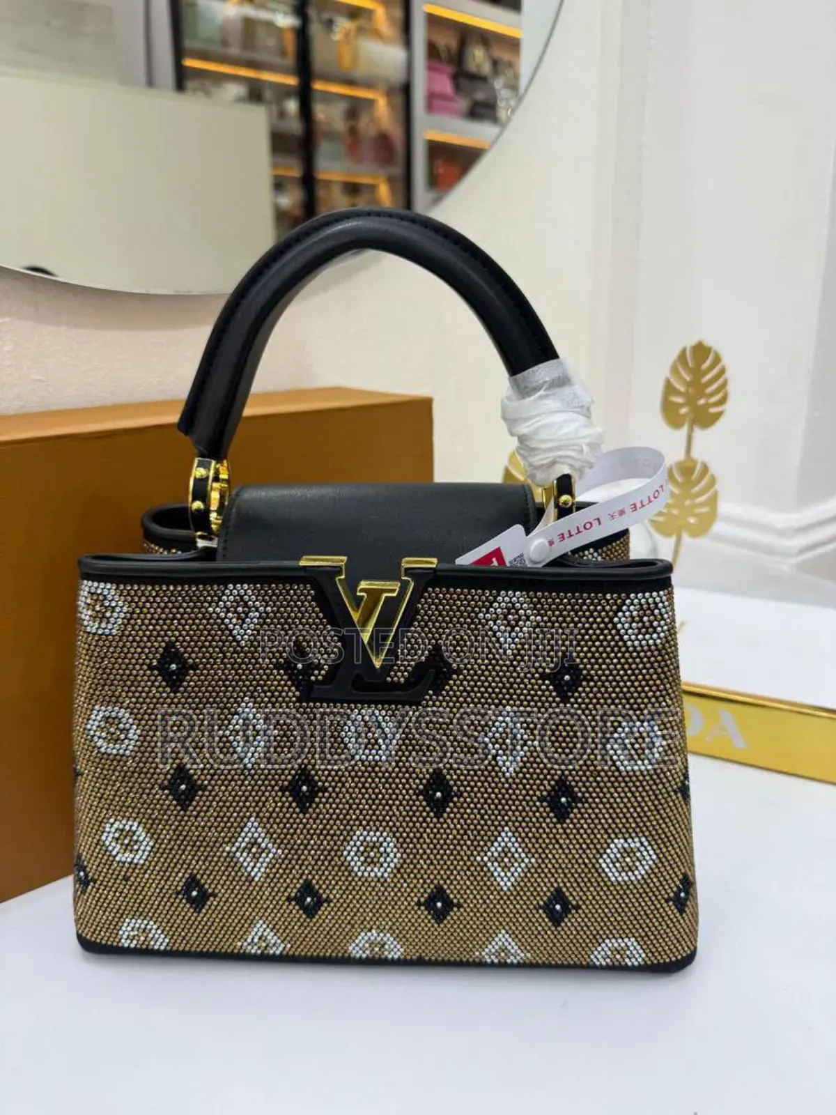 Luxury Lv Crystal Embellished Handbag