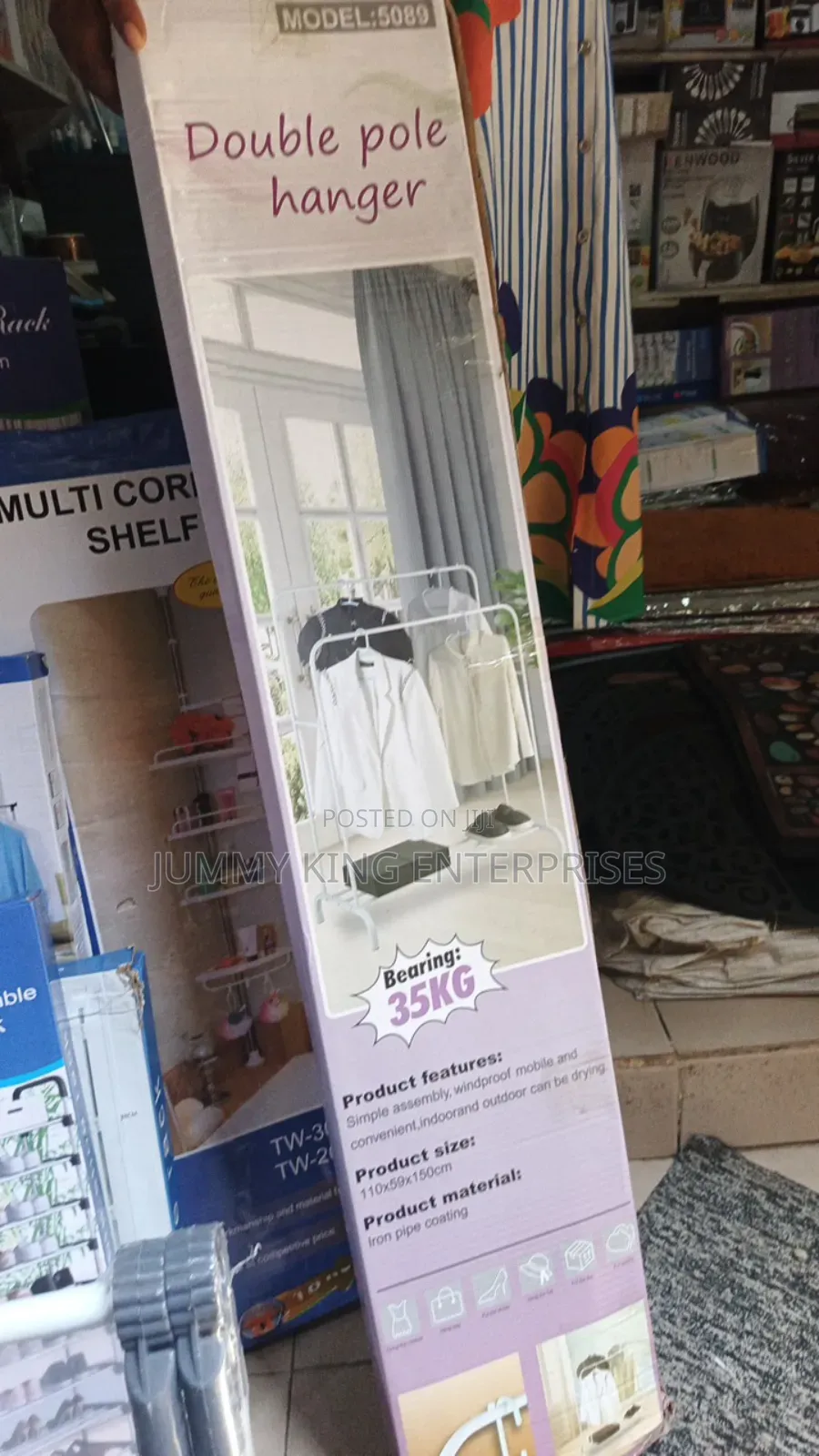 35kg Heavy Duty Double Pole Rack Cloth Hanger and Storage Rack