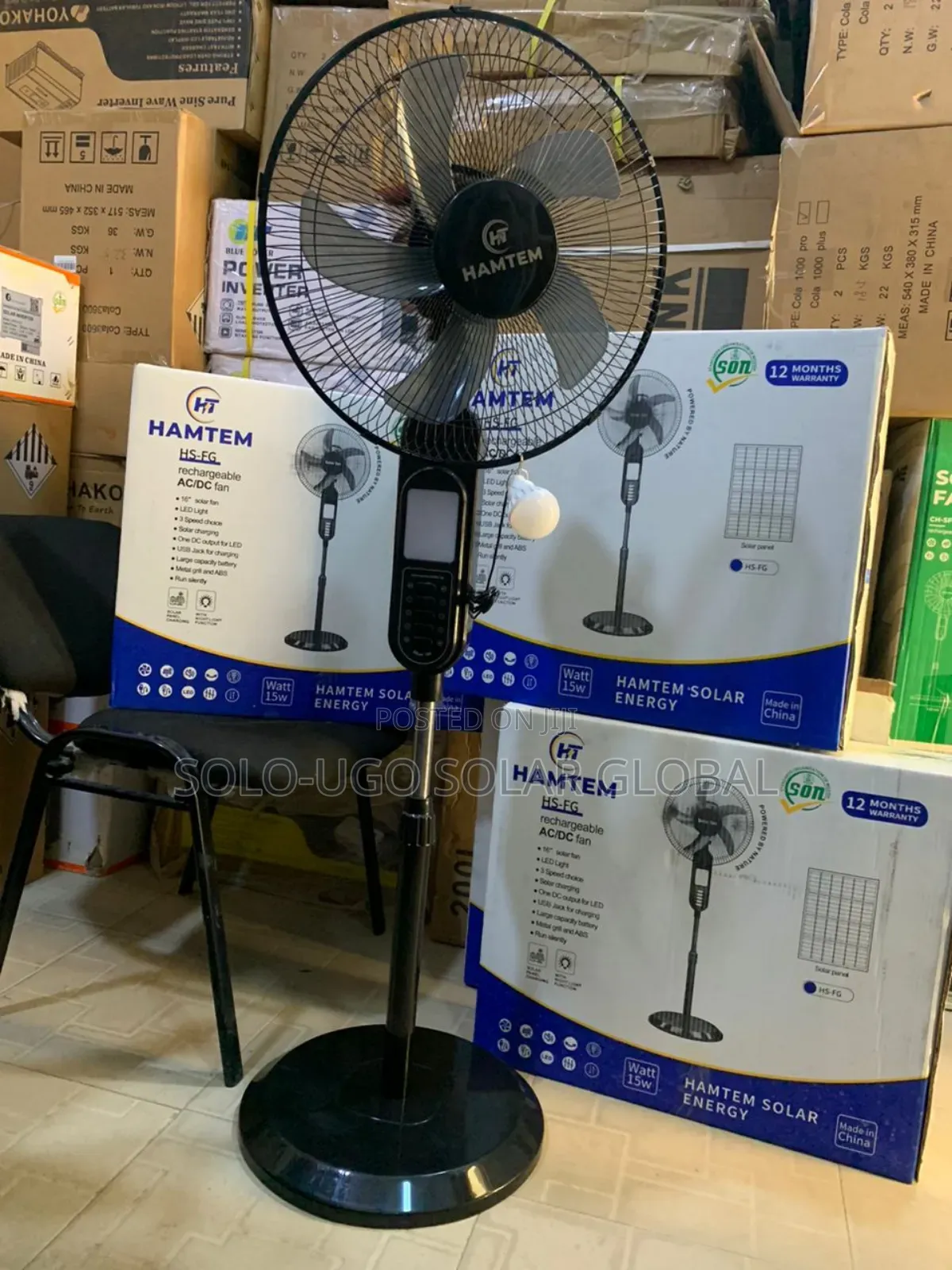 16"Hamtem Rechargeable Ac/Dc Solar Fan