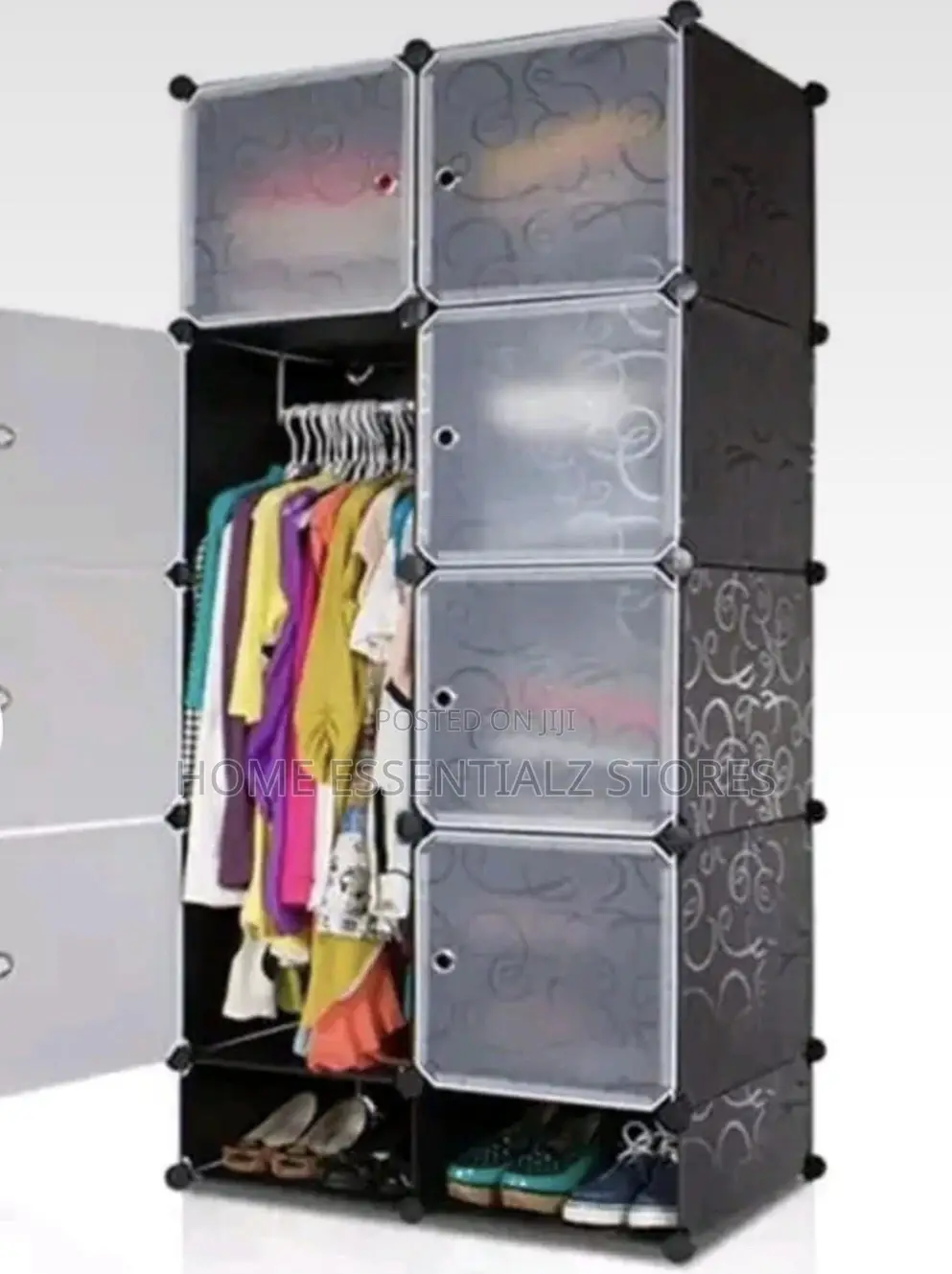 Plastic Wardrobe With Shoes Rack - 2 Partitions Clothes Organizer