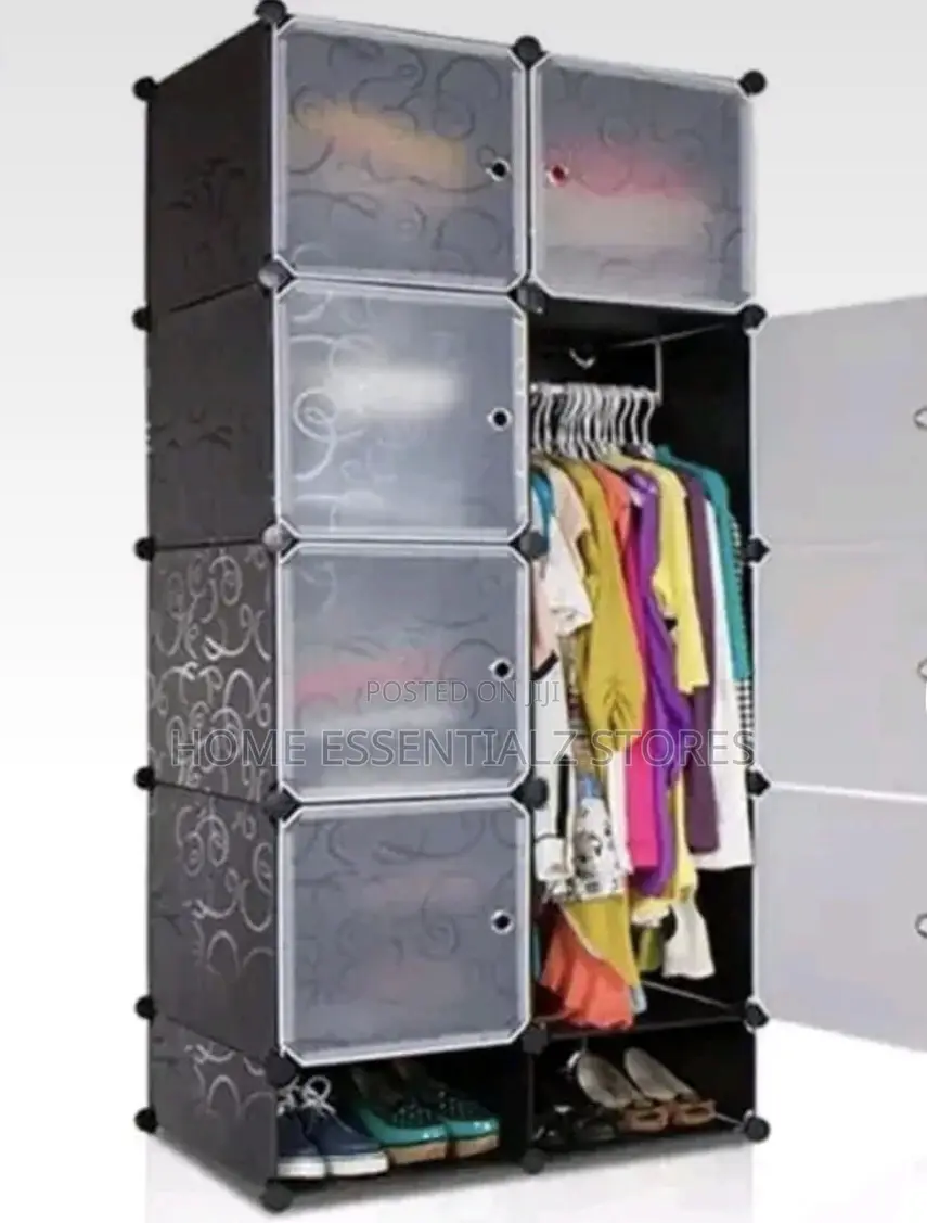 Plastic Wardrobe With Shoes Rack - 2 Partitions Clothes Organizer
