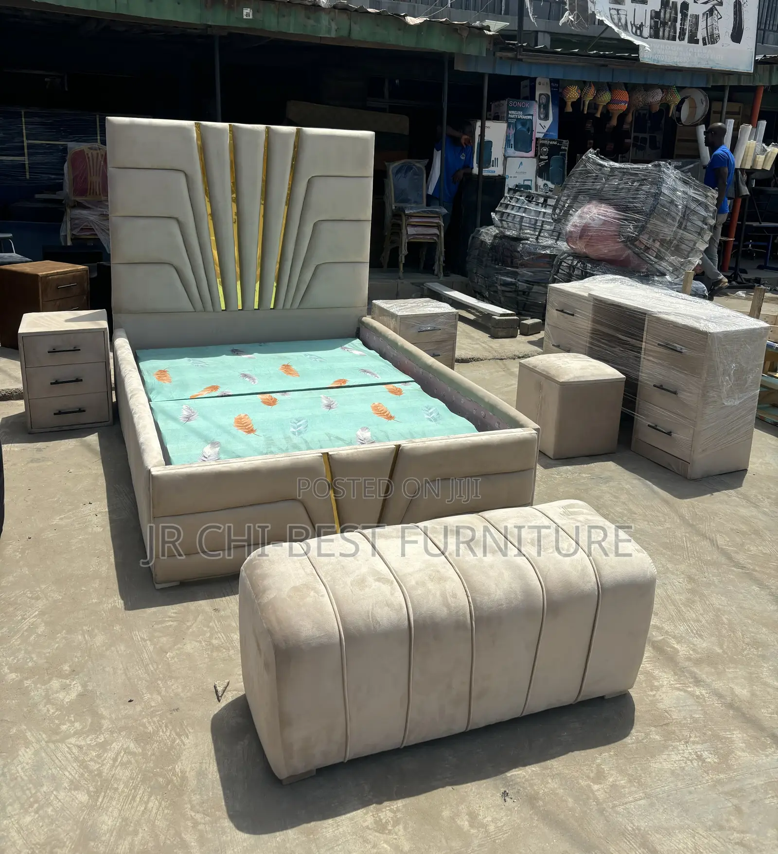 Massive Set of Quality Padded 6 by 6 HDF Bedframe With Drawers