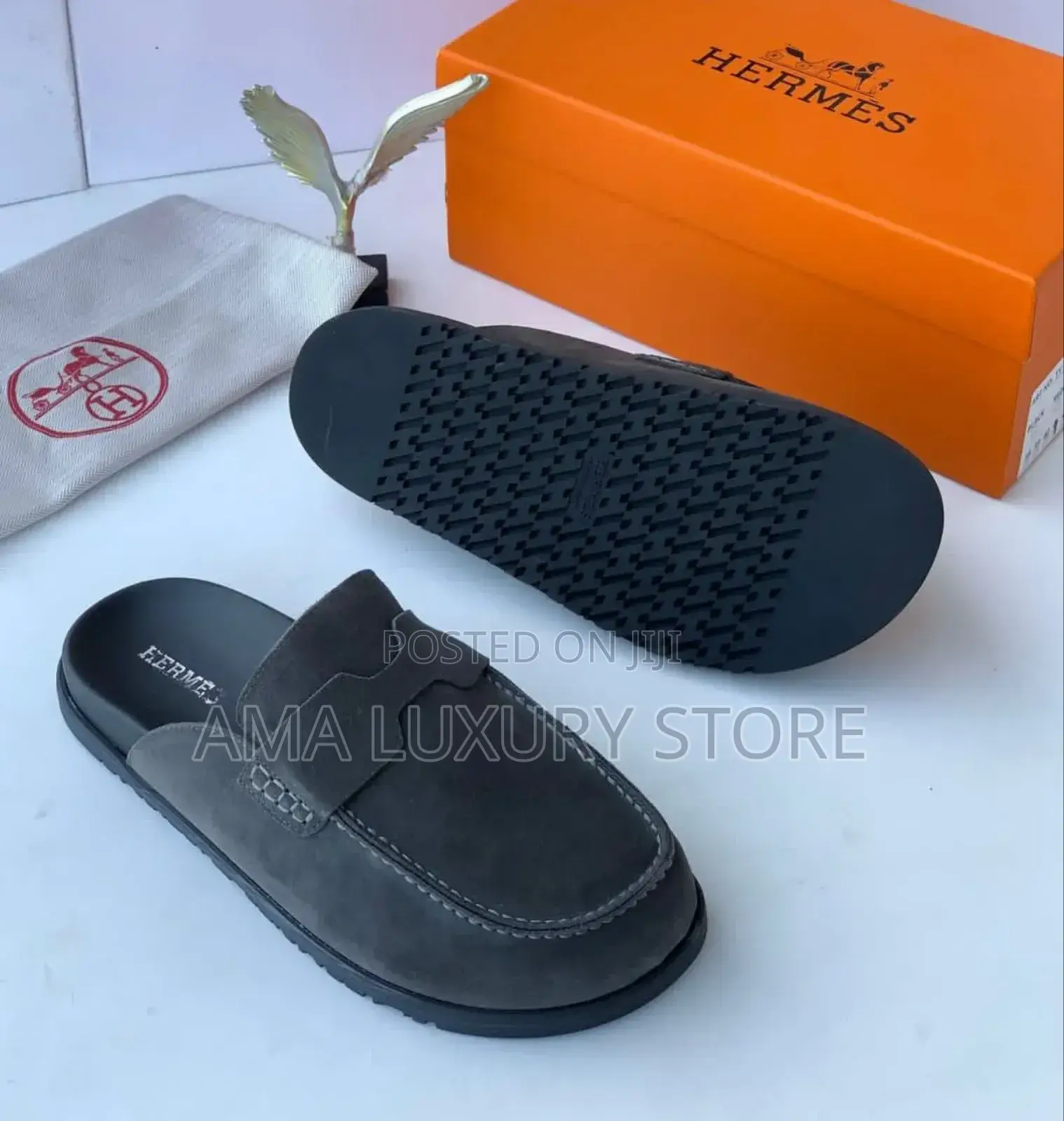 Hermes Luxury Suede Men's Mules