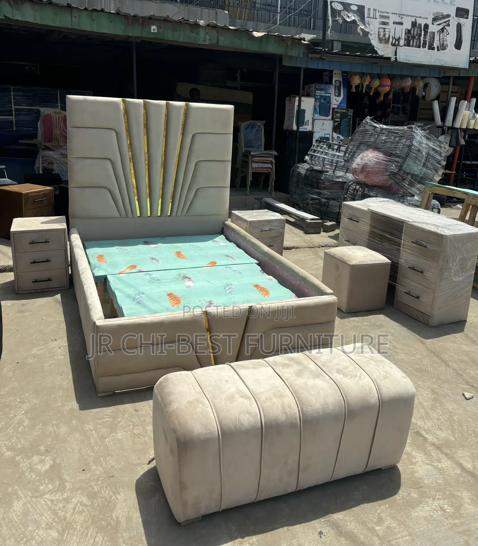 Complete Set of Upholstery 6 by 6 HDF Bedframe of Fitting Quality
