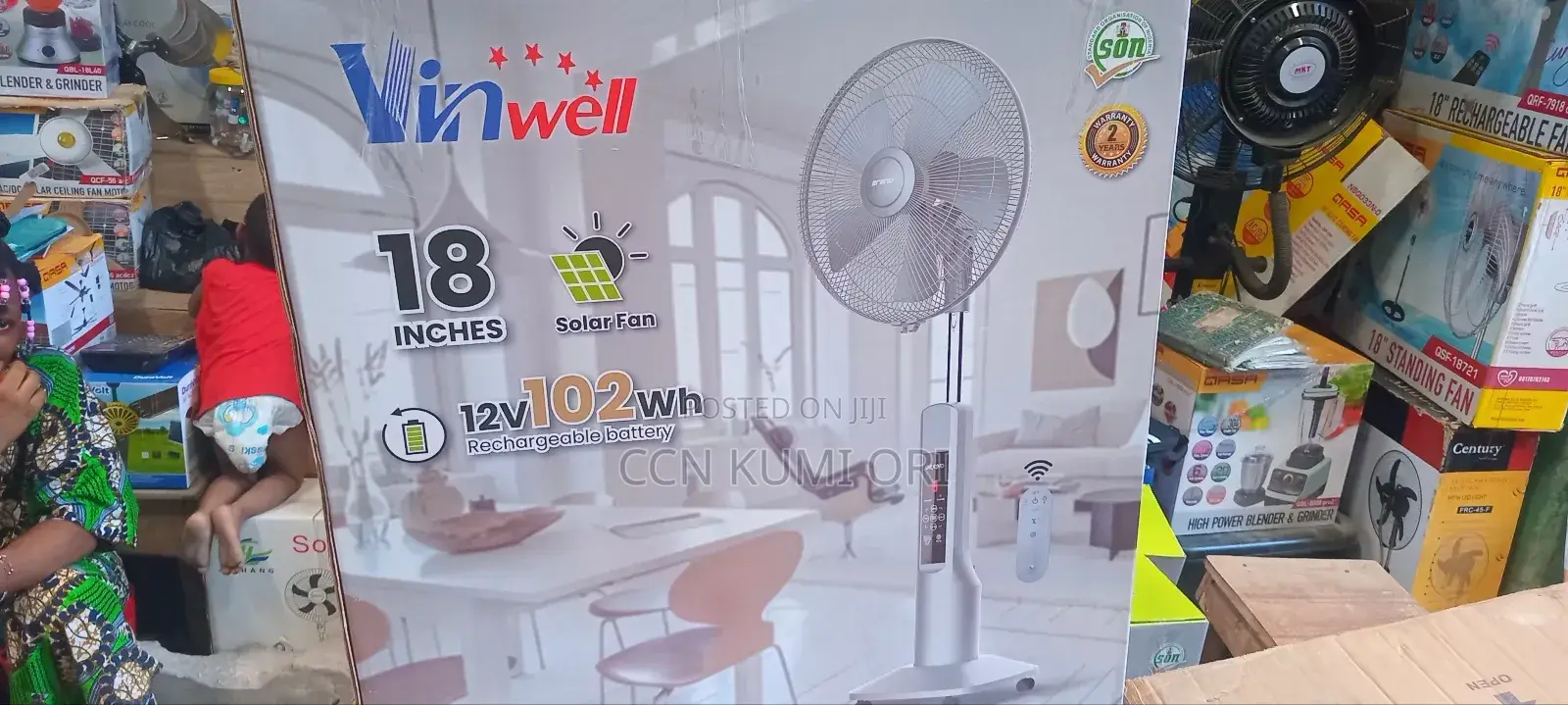 Vin Well 18-Inch Rechargeable Standing Fan