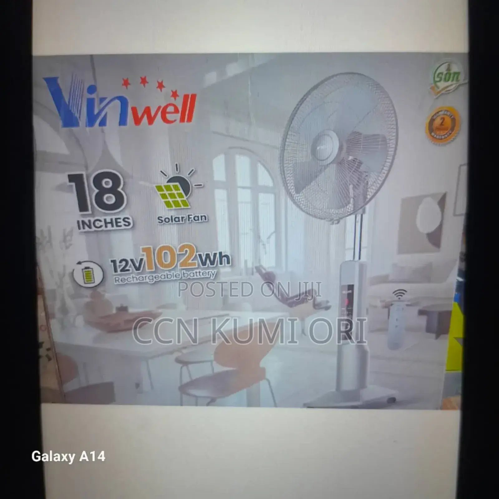 Vin Well 18-Inch Rechargeable Standing Fan