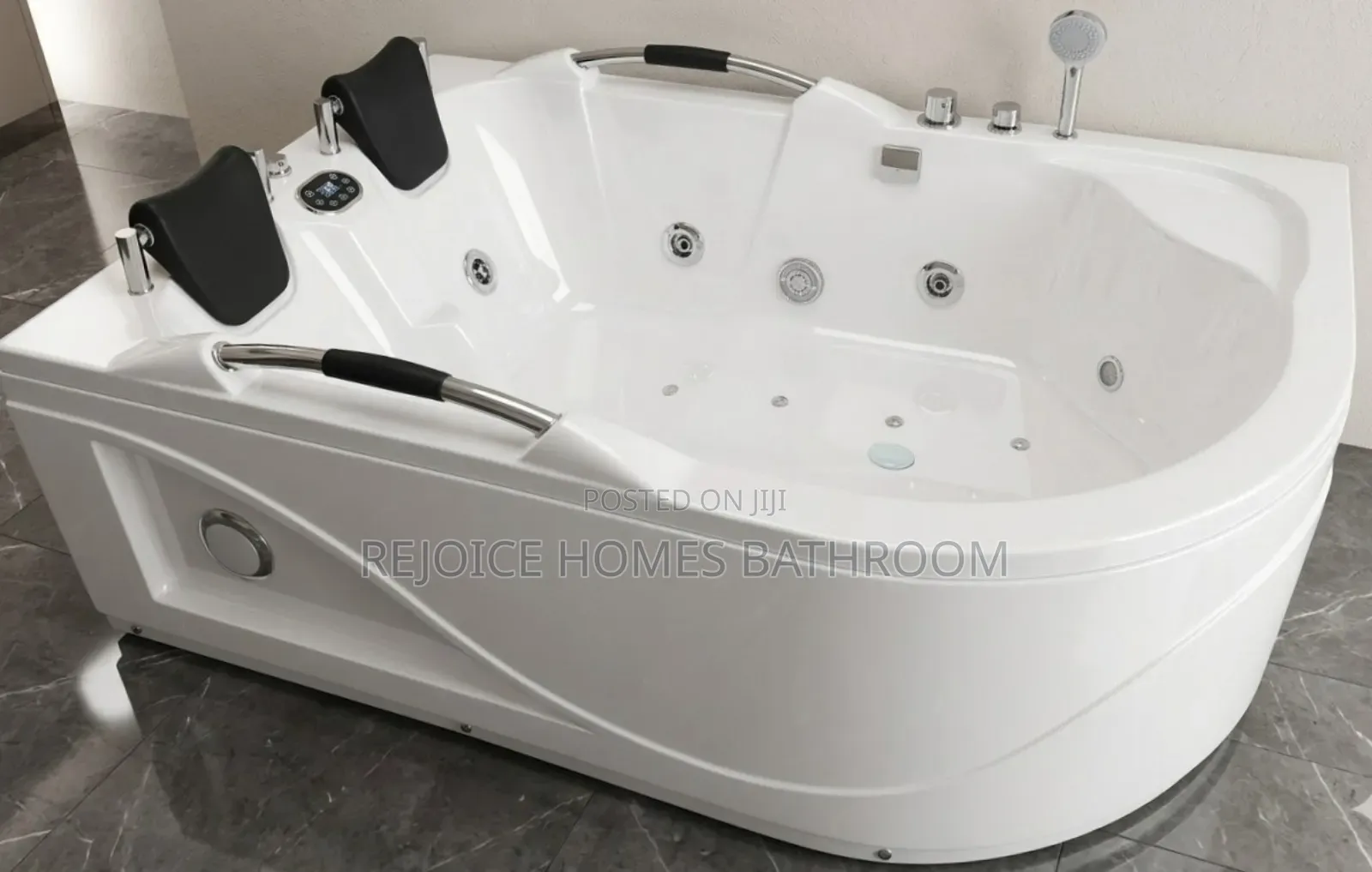 Luxury 2-person Double Corner Jacuzzi Bathtub With Massage Jets