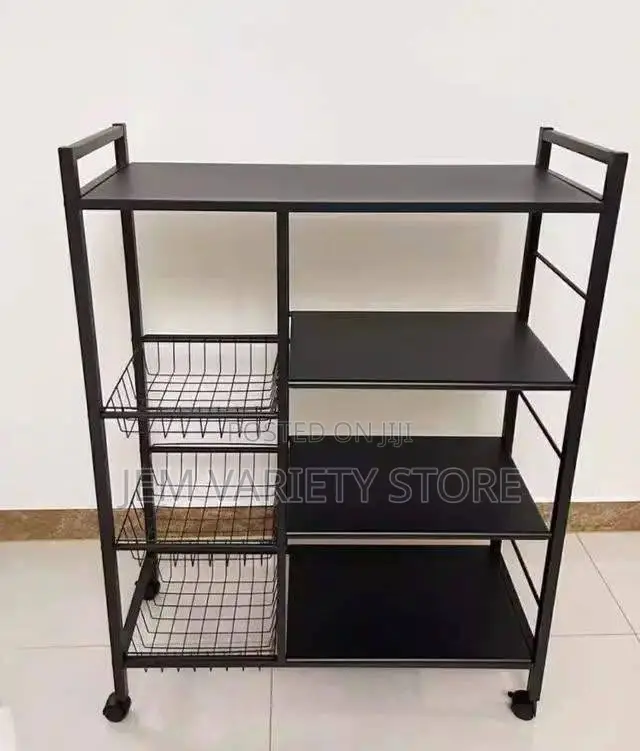 Metal Kitchen Rack (With Three Basket) With Wheels