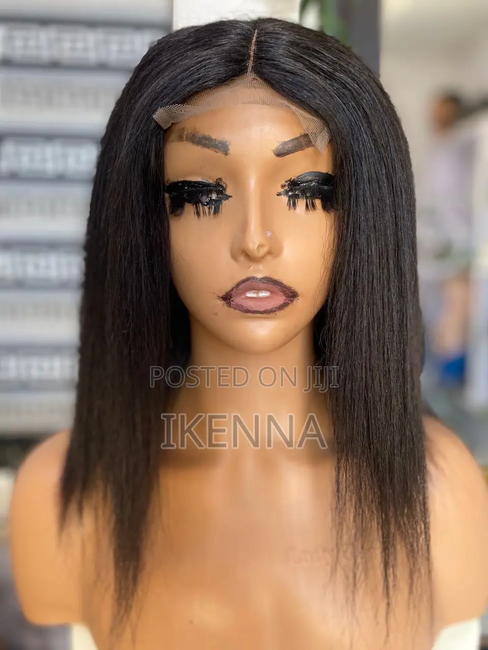 14” Human Hair Blend Wig With a Closure