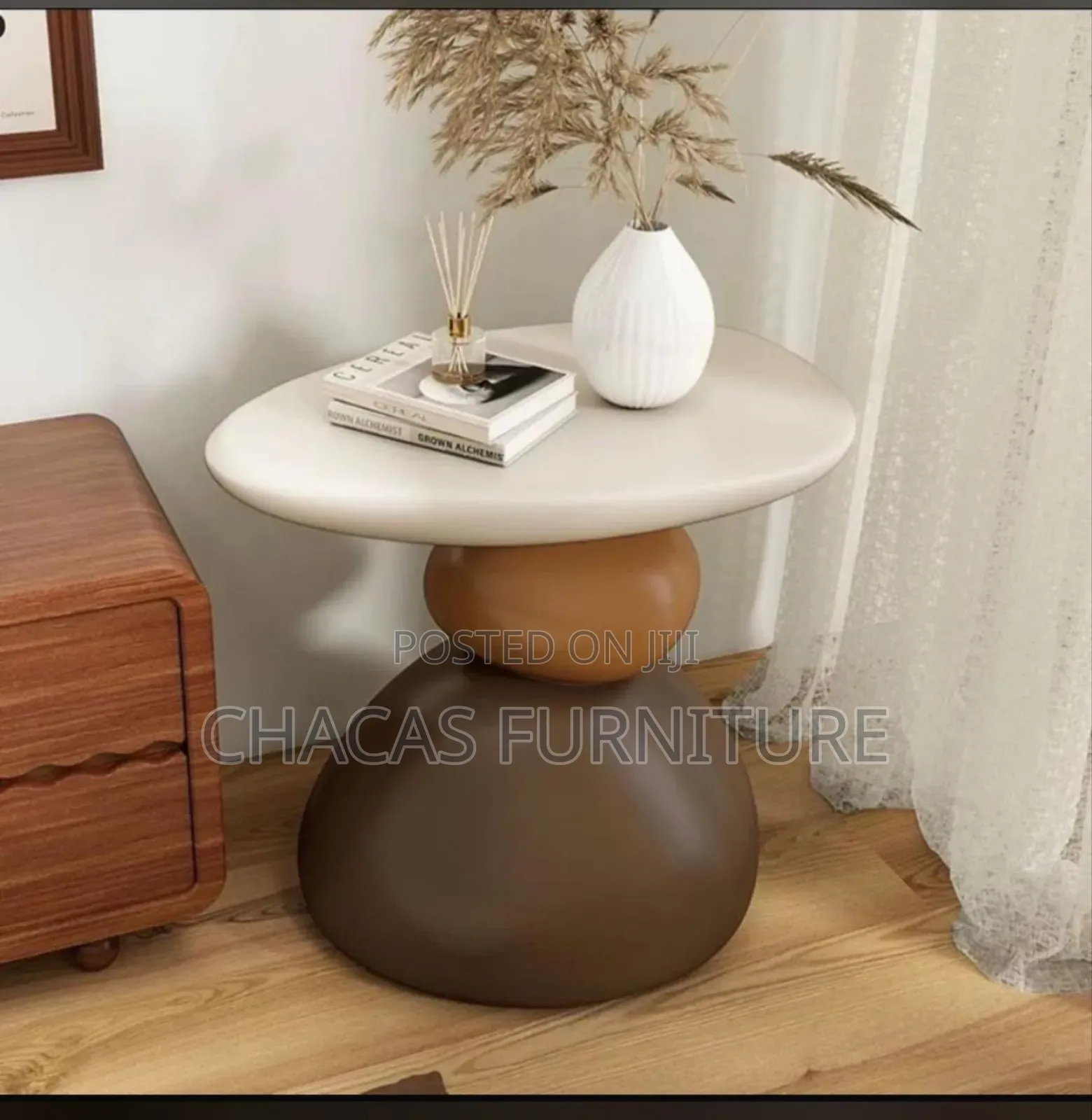 Ancient Modern Pebble Side Stool - Designer Sculptural End Table.