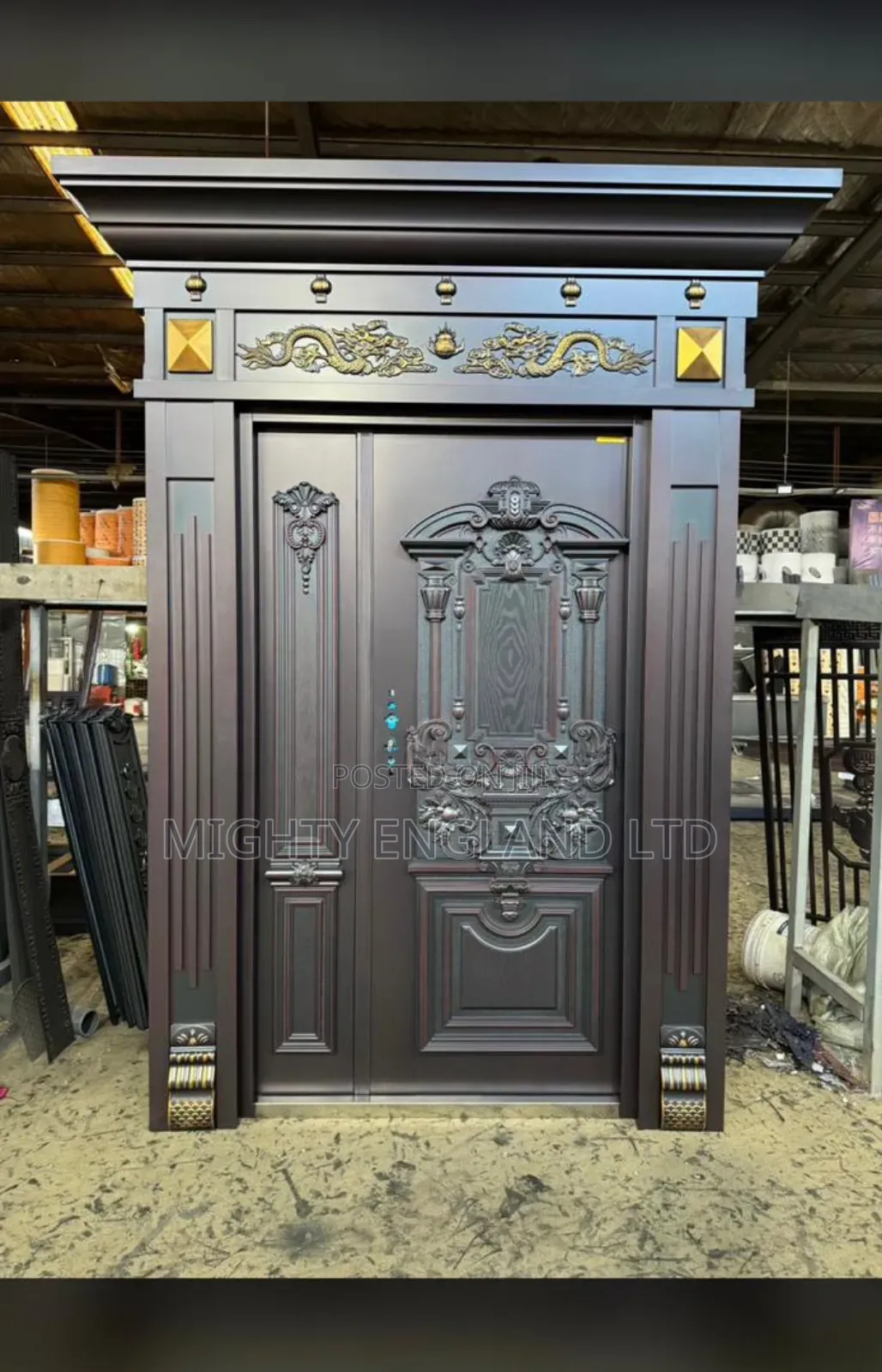 4ft Luxury Cast Copper Security Door With Intricate Carving