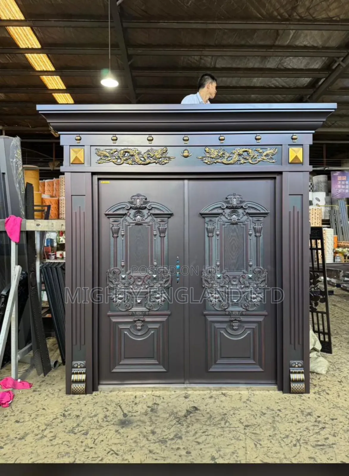 High-Security Double Entry Door With Luxury Cast Copper Finishes
