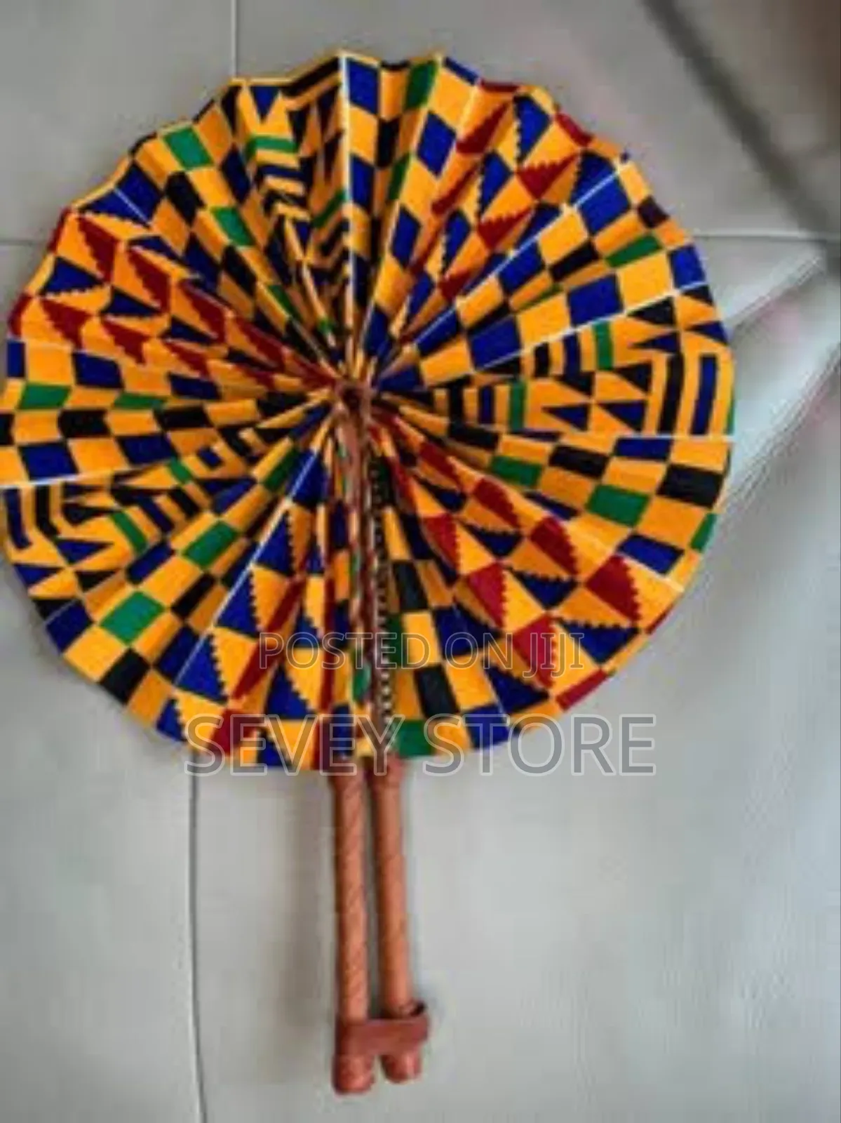 Handcrafted Kente Cloth Fan, African Print Fabric, Unique Wall Decor