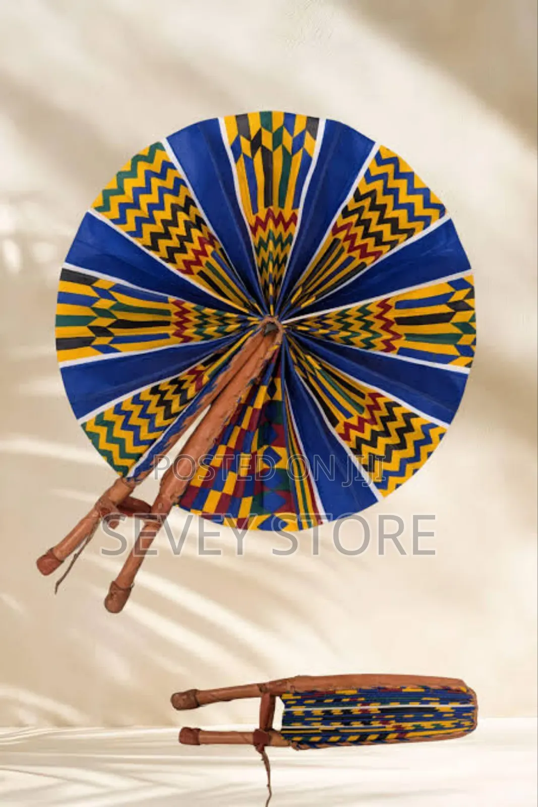 Handcrafted Kente Cloth Fan, African Print Fabric, Unique Wall Decor